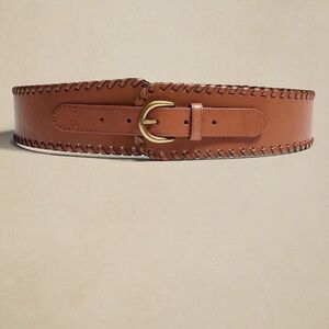 Banana Republic Brown Leather Belt with Gold Buckle